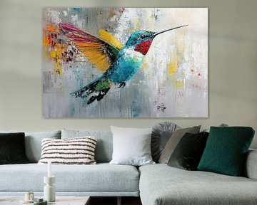 Tuin Abstracte Kolibrie met Kleur van Abstract Schilderij