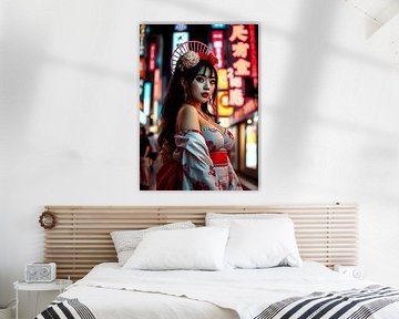 Japanische Geisha in der Stadt