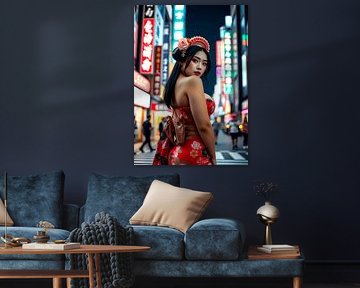 Japanische Geisha in der Stadt