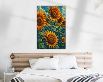 Zonnebloemen schilderij van Johannes