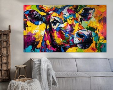 Kleurrijk abstracte koe panorama van TheXclusive Art
