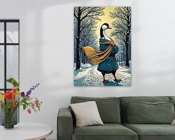 Gans in winterjas en sjaal van MIROKKU