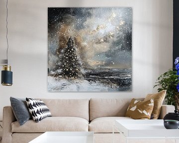 Christmas tree in soft earth tones - rural Christmas by Mel Digital Art