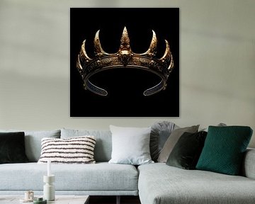 Goldene Krone mit blauen Akzenten Porträt von TheXclusive Art