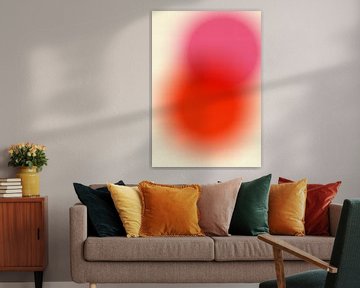 Retro jaren 70 neon kunst. Abstract verloop in oranje, roze, wit van Dina Dankers