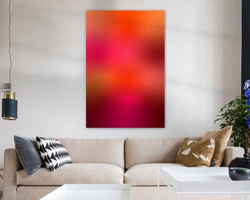 Retro jaren 70 neon kunst. Abstract kleurverloop in roze, oranje, terracotta van Dina Dankers