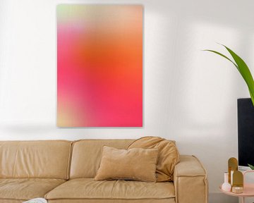 Retro jaren 70 neon kunst. Abstract kleurverloop in roze, rood en gebroken wit van Dina Dankers