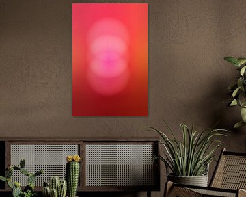 Retro jaren 70 neonkunst. Abstract kleurverloop in terra, oranje, roze van Dina Dankers