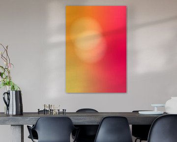 Retro jaren 70 neon kunst. Abstract kleurverloop in geel en roze van Dina Dankers