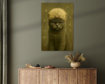 Kunstdruck - Charmante Katzenkunst - Katzenillustration - Pusteblume von Gaby Mohr