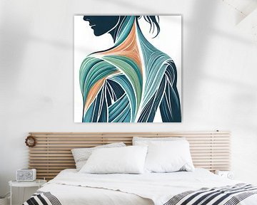 Schouderspieren vrouw – gestileerde anatomie illustratie van Basahen