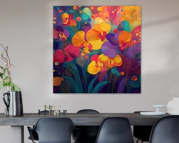 Verspielte Orchideen in Farben