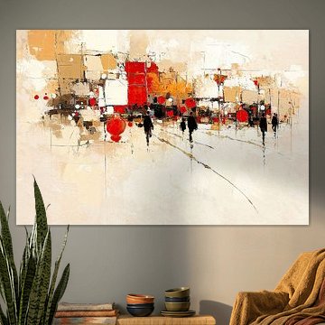 Rode Abstracte Stad van Zen en Meer