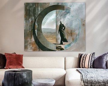 Stepping Through Timeless Sands van Abstract Schilderij