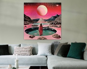 Eine Frau blickt auf eine kosmische Landschaft von Samantha Hearn