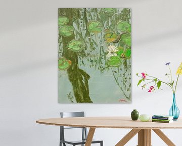 Nénuphar blanc dans un étang sur Jukyong Park