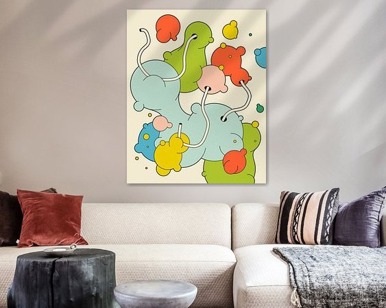 Voorbeeld van het werk in een kamer