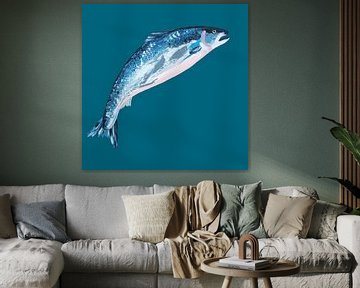 Springende zalm van Alice Straker