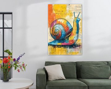 Slak met Spiraalvorm van Abstract Schilderij