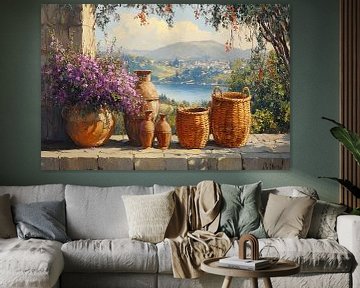 Blumen und Töpfe | Blick über den See mit Töpfen