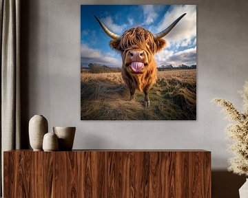 Roodharige op de wei: Humoristisch dierenportret met groothoek van MArt