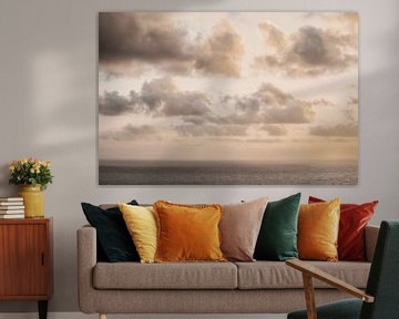 Candy Cotton  Clouds Beige Over the Ocean by Monika Strigel