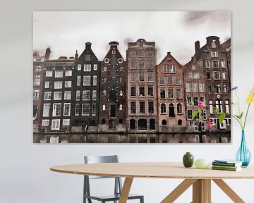 Amsterdam aquarel van Monika Strigel
