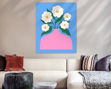 Fleurs dans un vase rose sur Melissa Donne