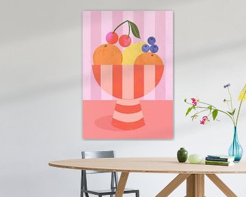 Fruit in gestreepte kom van Melissa Donne
