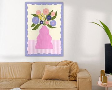 Fleurs dans un vase rose sur Melissa Donne