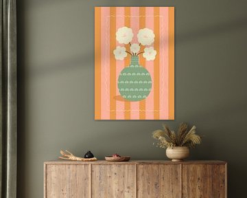 Fleurs dans un vase vert sur Melissa Donne