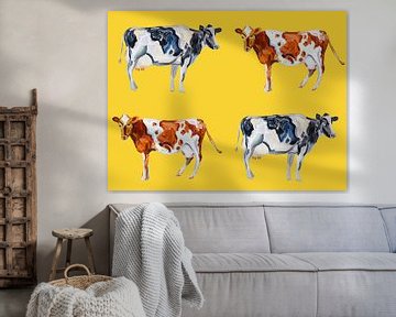 Koe Kunst Op Geel van Alice Straker
