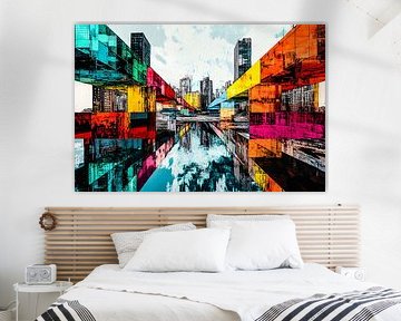 Bunte Brücke und Stadtbild von Art & Soul Creations