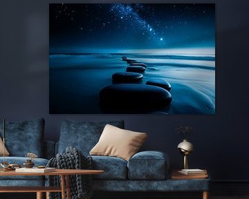 Kieselsteine und Sterne am Meer