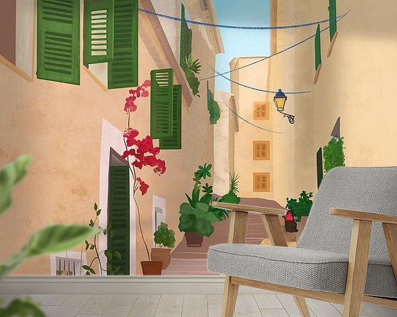 Voorbeeld van het werk in een kamer