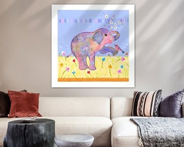 Baby olifant en vogel van Isabelle Brent