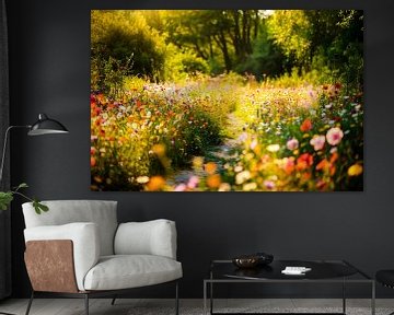 Zonnige bloemenweide met licht van Imperial Art House