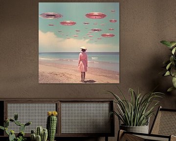 Ruimte strand collage kunst van Samantha Hearn