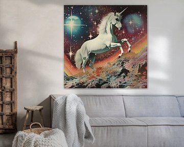 Vintage Eenhoorn Collage Kunst van Samantha Hearn