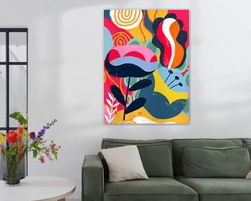 Formes colorées et éléments floraux sur uta krogmann