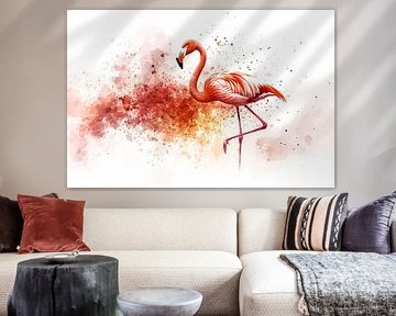 Aquarelle colorée d'un flamant rose