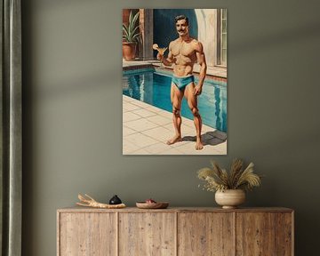 Ik'ben je Zaddy, retro zwembad pin-up illustratie van Hecate Pim