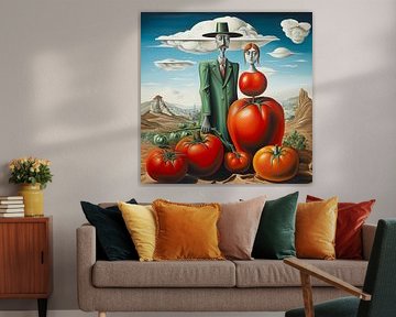 Tomatenboer paar karikatuur landschap portret