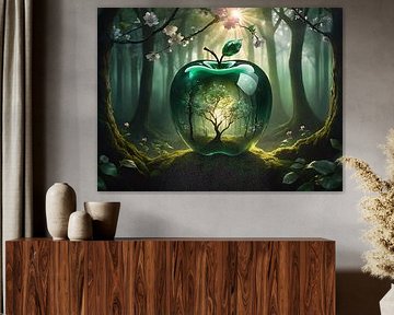 Glass apple in the forest by Nicolette Vermeulen