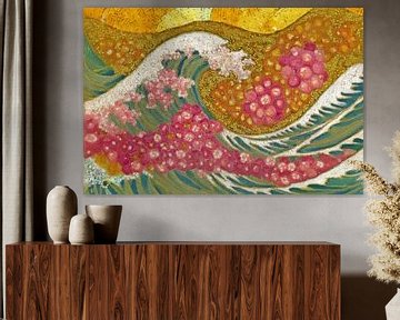 Bloesemgolf in Gouden Licht | Abstracte Natuurfantasie van Whale & Sons