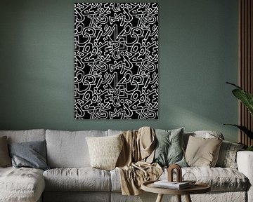 Lettres noir blanc | motif sur Yvonne Warmerdam | Made to resonate