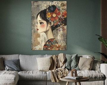 Vrouw met Bloemen in Haar van Blikvanger Schilderijen