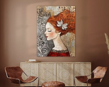 Rococo Vrouw met Bloem