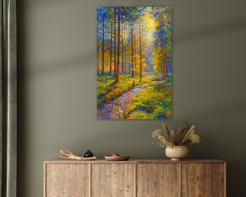 Bossen met beek schilderij van Johannes
