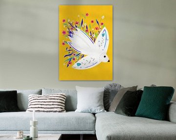 Vogel in bloemen illustratie van Baroo Bloom